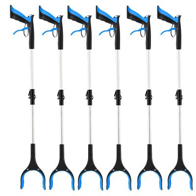 6-Pack 32inch Upgrade Foldable Grabber Reacher Tool, Reacher Grabber Pickup Tool with 4 inch Wide jaw and 360 Rotating Head,Grabbers for Seniors Outdoor & Indoor (Blue)