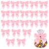 20Pcs Pink Bows for Crafts 4.5" Pre-Tied Twist Tie Bows for Baby Shower Satin Ribbon Bowknot for Wrapping Gift Birthday Treat Bags view 1