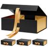 Snclriao 4 Pack Black Gold Gift Boxes with Lids for Presents 12x9x4 Inches, Large Magnetic Box Bulk with Ribbon for Birthday Christmas Groomsmen Bridesmaid Proposal Wedding Mother's Day view 1
