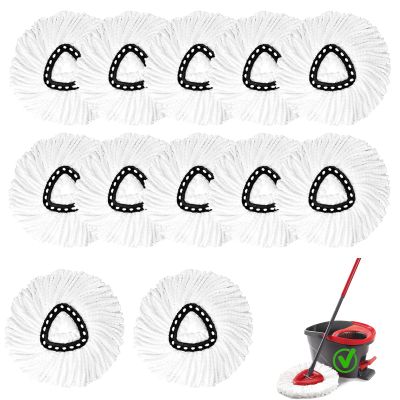 12Pack Spin Mop Replacement Heads,Spinning Mop Replace Head for Easy Wring Mop, 100% Microfiber Mop Head Replacement Compatible with Triangle Spin Mop Refill for Floor Cleaning,White
