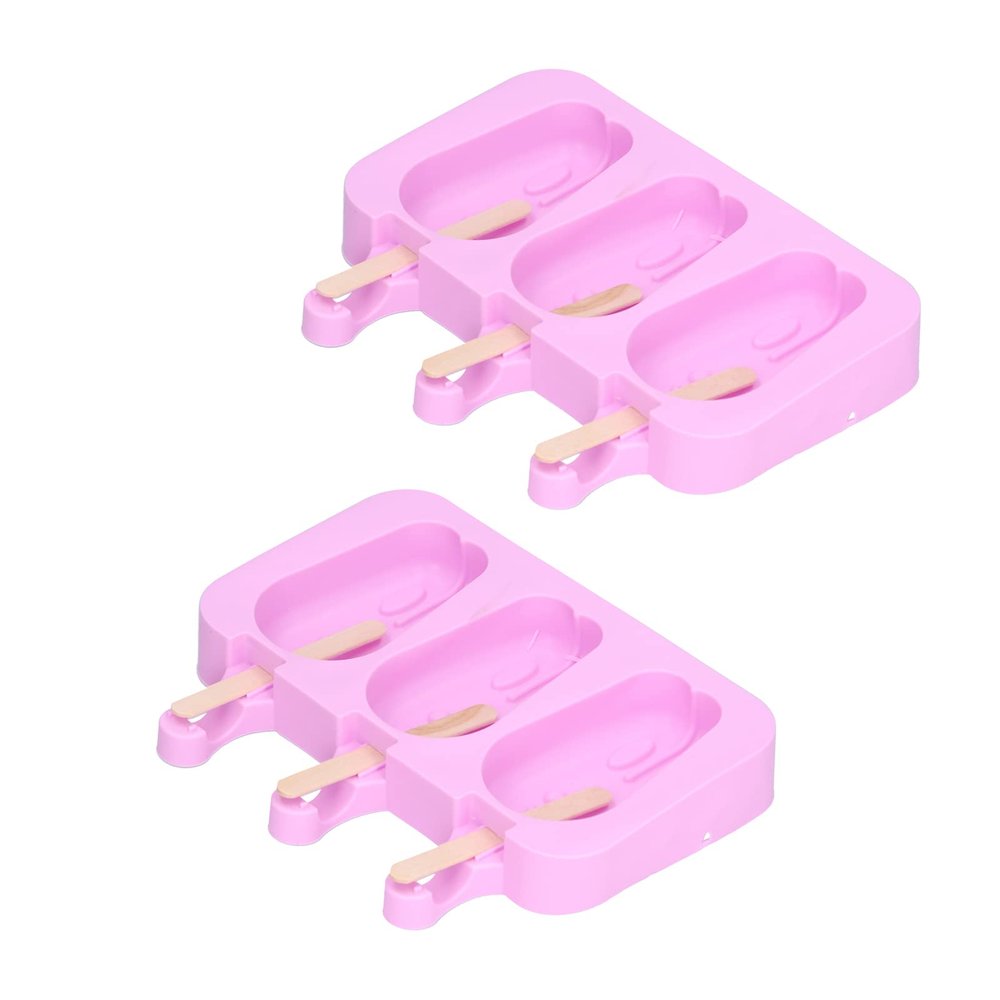 Ice Cream 2-Pack Silicone Shape with Lid for Homemade Treats Compatible with Standard Freezers and Kitchen Storage