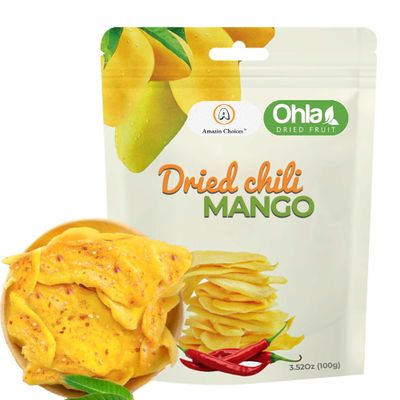Dried Chili Mango by Amazin Choices Premium Fruit Snack Strips, Vegan, Non-GMO & Gluten-Free, Sweet-Spicy Mangoes Slices, Snacks for Office (3.52 Oz)