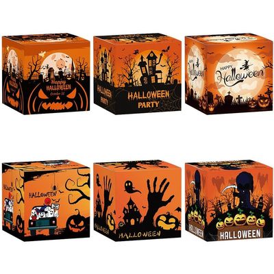 Haiyou 6pcs Halloween Paper Gift Boxes, Candy Cake Gift Goodie Packing Boxes Pumpkin Ghost Witch Boxes for Halloween Decoration Party Favors