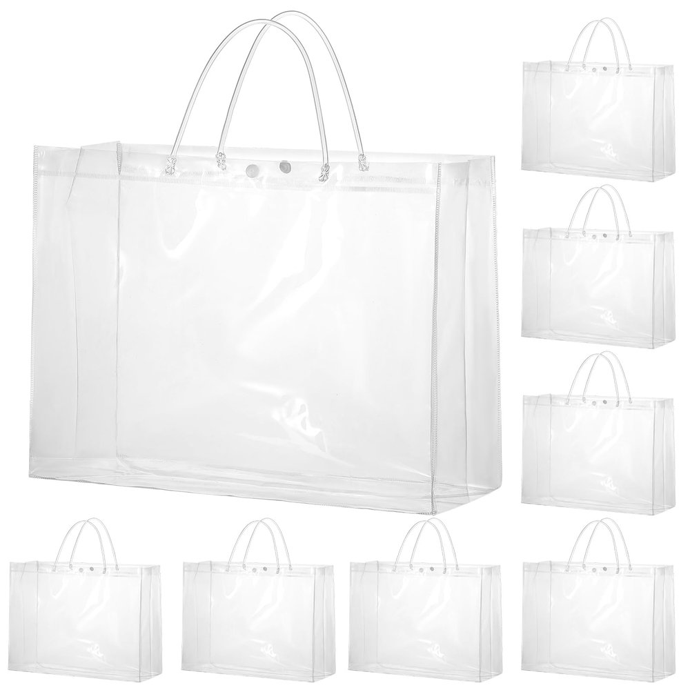 woric 30 Pack Large Clear Gift Bags with Handle, 16"X6"x12" Large Plastic Bag Shopping Bags for Small Business Gifts Valentine's Day Wedding Party Favors