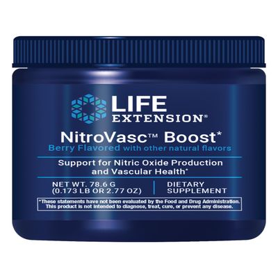 Life Extension NitroVasc Boost, Blood Flow Supplement, Nitric Oxide Support, Heart Health, Cardiovascular Support, L-arginine, Gluten-Free, Non-GMO, Vegetarian, 1 Scoop, 30 Servings