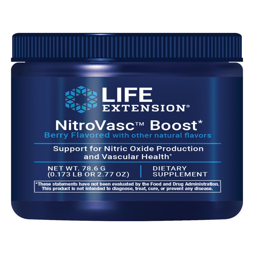 Life Extension NitroVasc Boost, Blood Flow Supplement, Nitric Oxide Support, Heart Health, Cardiovascular Support, L-arginine, Gluten-Free, Non-GMO, Vegetarian, 1 Scoop, 30 Servings
