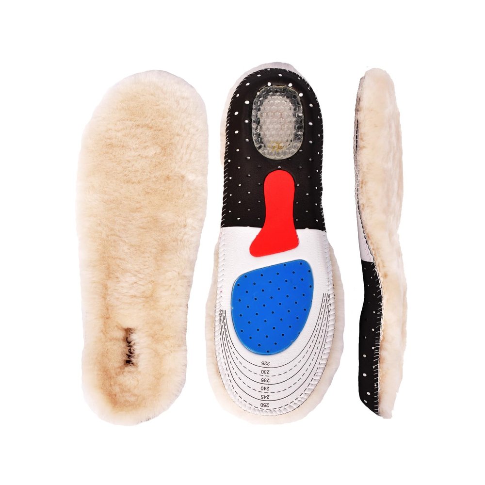 Sheepskin Insoles Unisex Cozy Warm Durable Soft Winter Sheep Thick Wool Fluffy Fleece Shearling Replacement Inserts Anti-Slip Shoe-Pad for Leather Shoes Boots Slippers Wellies Clog Running Shoes