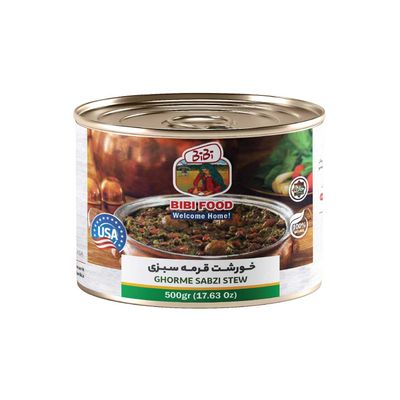 Ghormeh Sabzi Stew , , , Tasty and Ready to eat, Khoresh Ghorme Sabzi - ready to eat khoresh ghorme Sabzi- food in can - herb & bean stew in can, Traditional Ghorme Sabzi- halal food - imported foods can - Ready meal - BiB