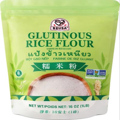 52USA Glutinous Rice Flour 16 Ounce (Basic), 1 Pound (Pack of 1), Rice Flour for Baking or Cooking, Product of THAILAND, All Natural White Rice Flour, Vegan, with Bag