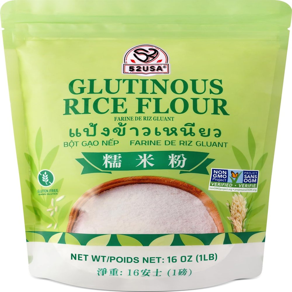 52USA Glutinous Rice Flour 16 Ounce (Basic), 1 Pound (Pack of 1), Rice Flour for Baking or Cooking, Product of THAILAND, All Natural White Rice Flour, Vegan, with Bag