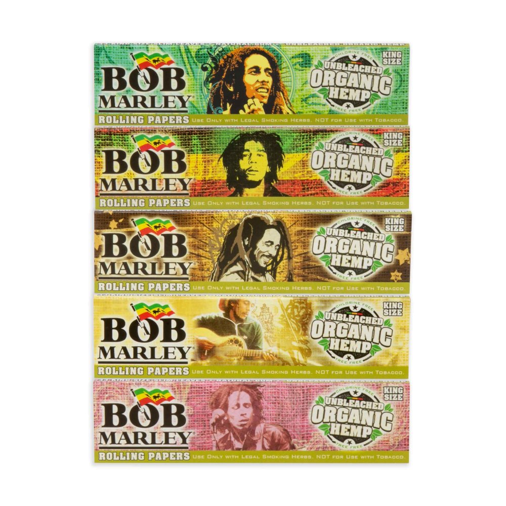 Bob Marley Rolling Paper - King Size Extra Long (110mm) Unbleached Paper - Pack of 5 Booklets!