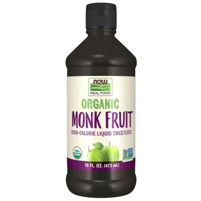 NOW Foods, Certified Organic Monk Fruit Liquid, Zero-Calorie Liquid Sweetener, Non-GMO, Low Glycemic Impact, 16-Ounce