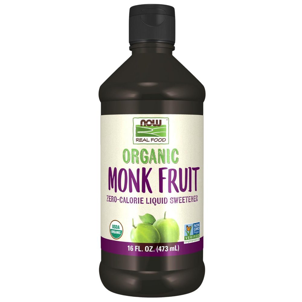 NOW Foods, Certified Organic Monk Fruit Liquid, Zero-Calorie Liquid Sweetener, Non-GMO, Low Glycemic Impact, 16-Ounce
