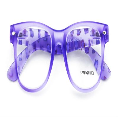 V.W.E. Matte Cat Print Classic Comfortable Reading Glasses Large - Kitten Clear Lens Reader (Purple, 1.50, x)