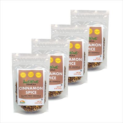 Awesome Granola - Gluten Free, Allergen Free, Nut Free, Soy Free Granola, 4 count 8 oz resealable bags - Cinnamon Spice