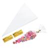 uxcell 200Pcs 6" Length Treat Bags with Golden Twist Ties Gift Bags Cone Shape OPP Material for Packaging Cookies, Gifts, Favors, Products, Candy, Transparent view 1
