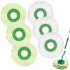 6 Pack Mop Head Replacement for Libman Tornado Spin Mop, Microfiber Spin Mop Replacement Head, Easy to Replace, Machine Washable, Green & White view 1