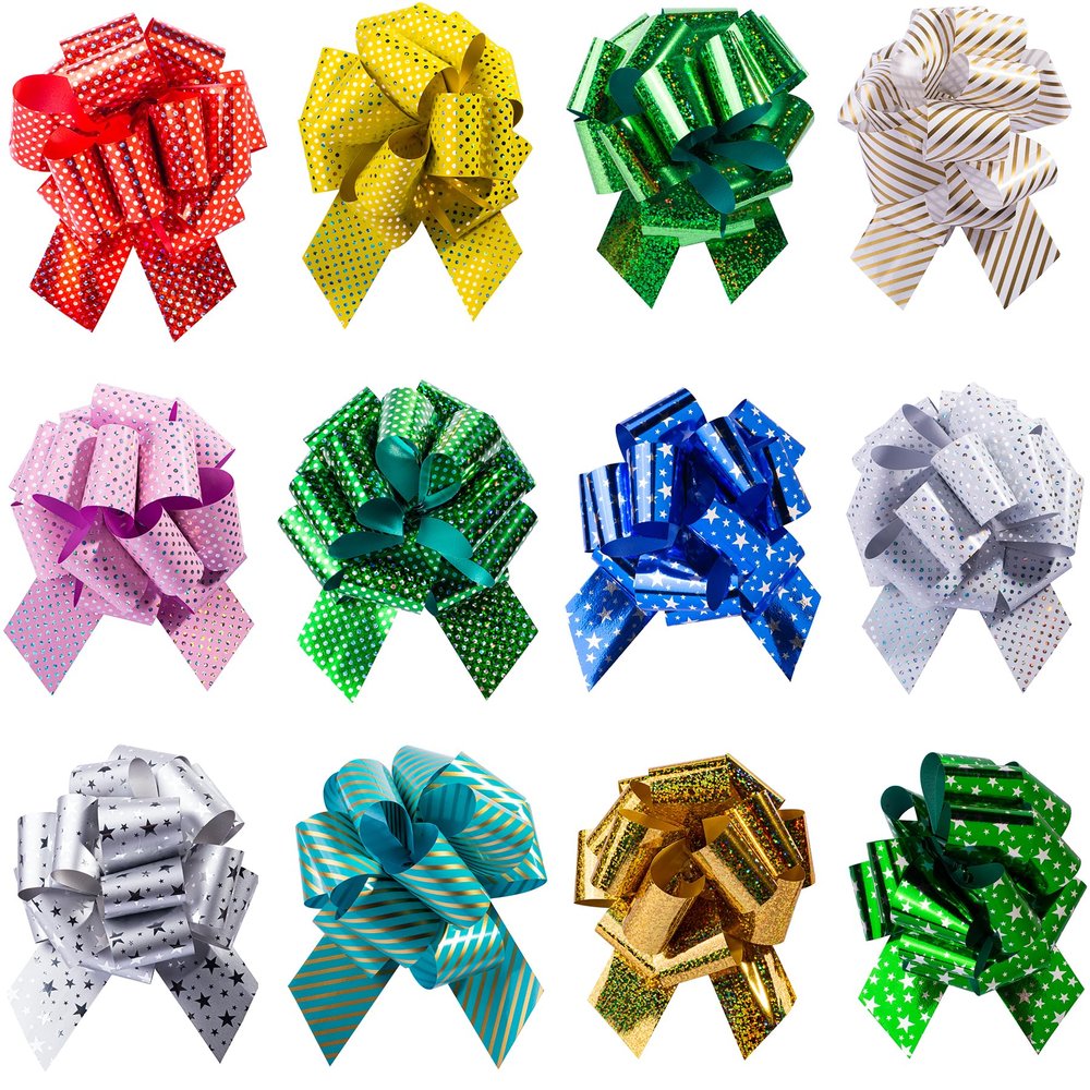 24 PCS Christmas Pull Bows for Gift Wrapping with Ribbon 5 Wide Boxing Day Decorations, Holiday Dcor Xmas Present Gift Wrapping Christmas Decorations