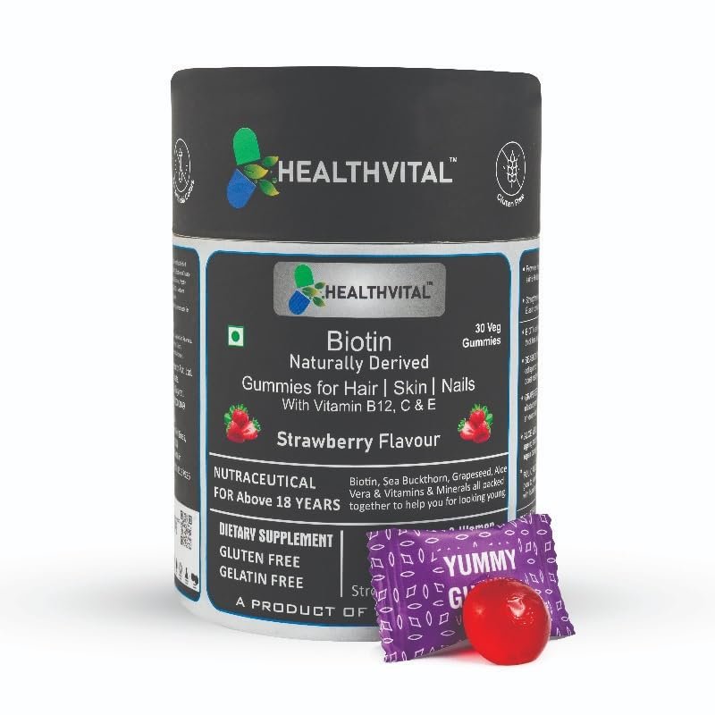 BEAUTY BRATS Healthvital Biotin Gummies for Hair, Skin, and Nails - 30veg Gummies