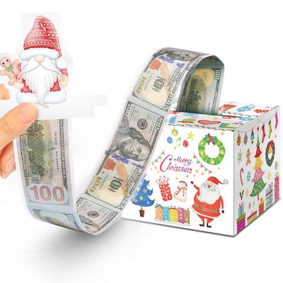 Christmas Money Box for Cash Gift Pull, Money Holder Cash Gift for Kids Adults, DIY Fun Holiday Cash Box, Surprise Gift Box for Parents, Lovers and Friends, Includes 50Pcs Transparent Bags (White)