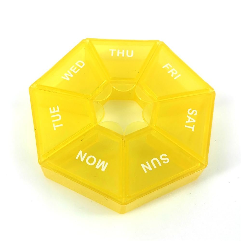 2 Pack Pill Box, Small Pill Case, Medicine Pill Organizer 1 Time a Day, Weekly Pill Organizer, Pill Container, Pill Holder, Daily Pill Organizer Travel Pill Organizer 7 Day (Yellow)