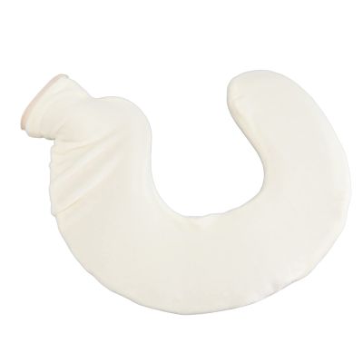 U Shaped Hot Water Bottle, Warm Neck Hot Water Bag with Detachable Cloth Cover, for Muscle Aches and Pains, Relieving Menstrual Cramps (Beige)