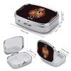Funny Skeleton Square Pill Box Travel Portable Pill Case 2 Compartment Medicine Metal Tablet Vitamin Holder Organizer for Purse Pocket view 2
