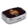 Funny Skeleton Square Pill Box Travel Portable Pill Case 2 Compartment Medicine Metal Tablet Vitamin Holder Organizer for Purse Pocket view 3