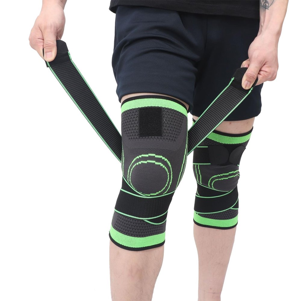 2 Pack Knee Wraps for Pain Relief, Knee Wrap Knee Compression Sleeve Knee Sleeves for Men Women Compression Knee Brace, Knee Band for Knee Pain Relief, Knee Brace for Arthritis Pain and Support (Green, Small)