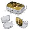 Dog Running on The Grass Square Pill Box Travel Portable Pill Case 2 Compartment Medicine Metal Tablet Vitamin Holder Organizer for Purse Pocket view 2