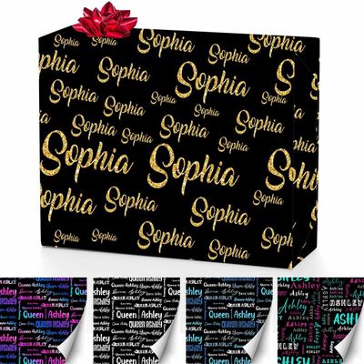 FnprtMo Custom Wrapping Paper 58 * 23 Inches (1-5 Rolls) Personalized Wrapper Multi Color Design Design Funny Wrap Papers for Friend Grandma Grandpa Birthday Wedding Christmas