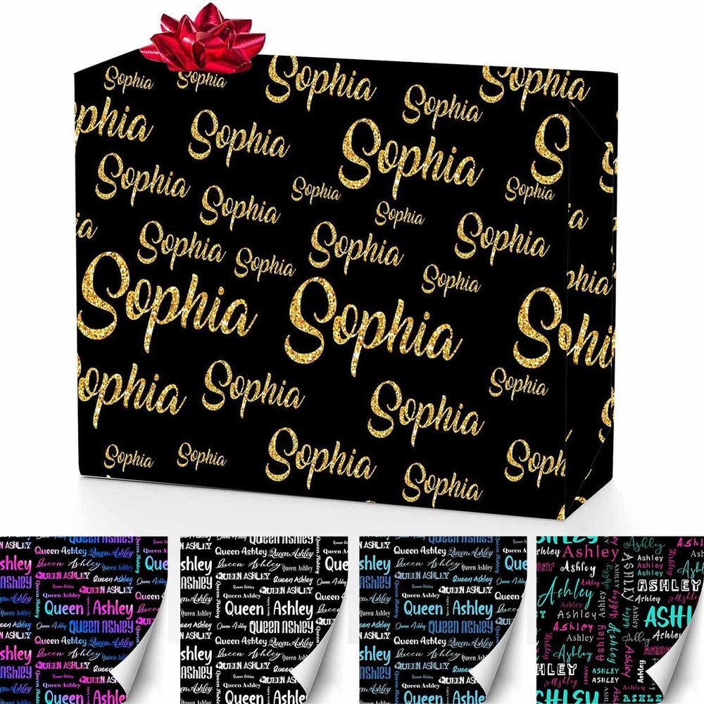 FnprtMo Custom Wrapping Paper 58 * 23 Inches (1-5 Rolls) Personalized Wrapper Multi Color Design Design Funny Wrap Papers for Friend Grandma Grandpa Birthday Wedding Christmas