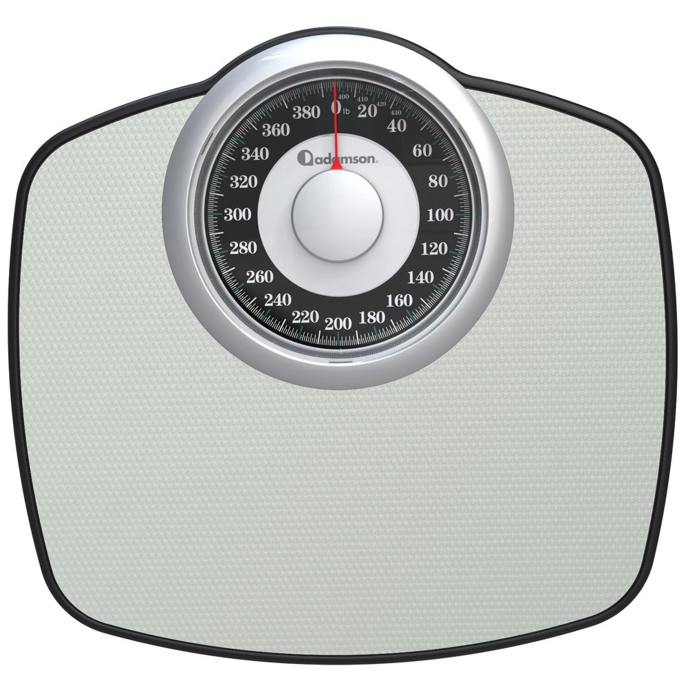 Adamson A25 Scales for Body Weight - Up to 400 LB - 5.3" Dial on 13.77" x 14.17" Platform - Anti-Skid Rubber Surface - High Precision Bathroom Scale Analog - Durable with 20-Year Assurance - Grey