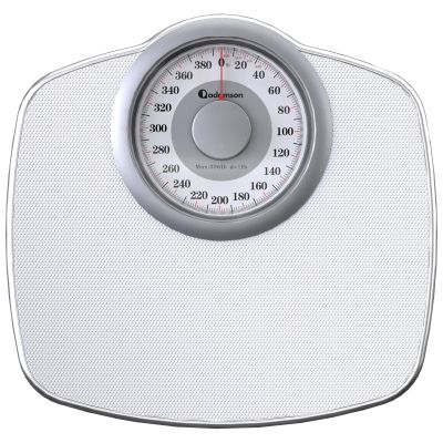 Adamson A25 Scales for Body Weight - Up to 400 LB - 5.3" Dial on 12.4" x 10.2" Platform - Anti-Skid Rubber Surface - High Precision Bathroom Scale Analog - Durable with 20-Year Assurance - Full White