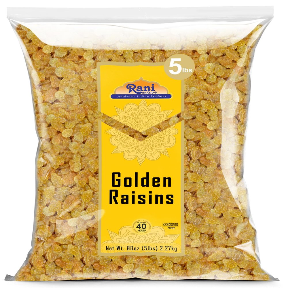 Rani Golden Raisins 80oz (5lbs) 2.27kg Bulk ~ All Natural | Gluten Friendly | NON-GMO | Kosher | Vegan | Product of USA