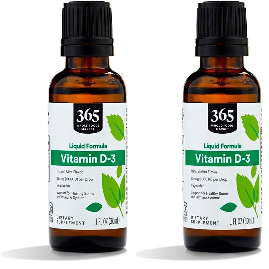 Whole Foods Market, Liquid Vitamin D-3, Mint Flavor, 1 oz (Pack of 2)