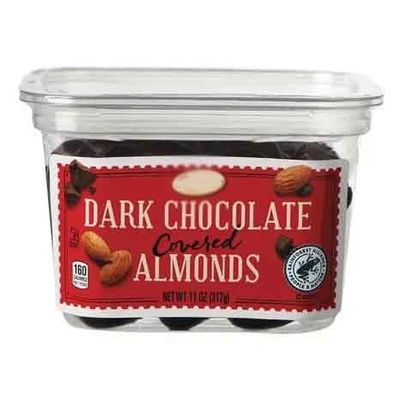 Dark Chocolate Covered Almonds, Fair Europeon Germany Trade Cocoa, Smooth Creamy, Keto Advance Gift Snack Valentine's Day Treat 10oz choceur Tub