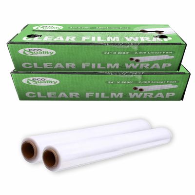 24" x 2000FT Clear Cling PE Food Wrap, Plastic Cling Wrap with Dispenser Cutter Box - BPA Free, Food Safe, Plastic Film Roll, Microwave & Freezer Safe Stretch Wrap for Food Service & Home Use (10)