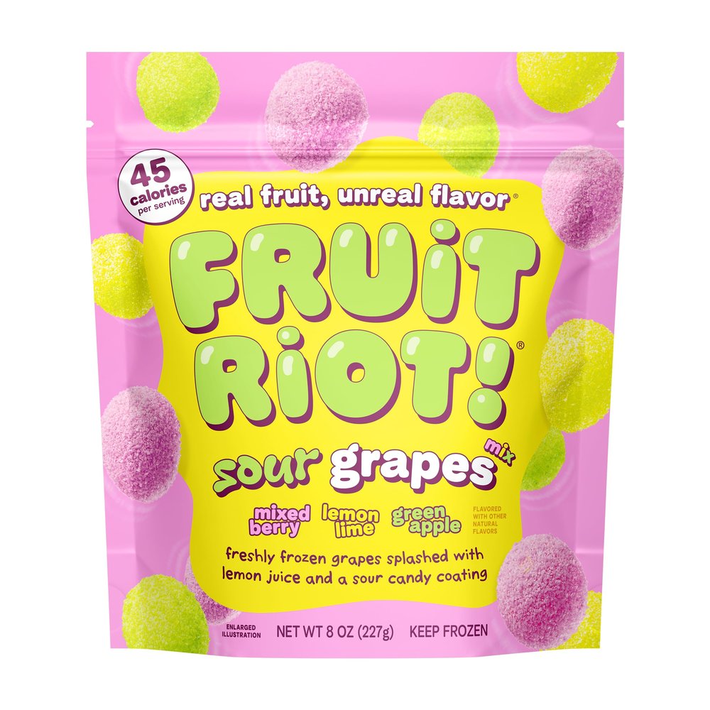 Fruit Riot Sour Candy Grapes Mix, Made with Real Fruit, 8oz, Gluten-Free