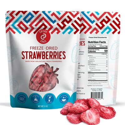 Crispy Craze Freeze Dried Strawberries Bulk, 6 Oz - Sliced Strawberry Fruit Crisps, Non GMO, Healthy Snack with No Added Sugar & Additives, 100% Natural Freeze Dried Fruit