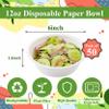 12oz Paper Sugarcane Disposable Bowls for Salads, Dessert and Cereals- Eco Friendly/Natural- Pack of 50ct view 2