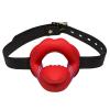 MASTER SERIES Vibrating Sissy Mouth Gag for Beginners, Men, Women, & Couples. Teeth Guard and Open Mouth Gag Design. Adjustable Strap. Waterproof and Rechargeable. 3 Pieces, Red & Black. view 1