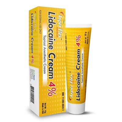 ASPERFLEX Lidocaine Pain Relief Cream 4% - Fast-Acting Numbing Cream for Muscle & Joint Pain, Arthritis, Backache, and More - 15G