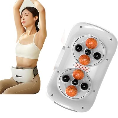 Electric Abdominal Massager, Bian Stone Tummy Kneading Instrument, Double Disc Large Area Massage, Forward/Reverse Massage, Red Light Wormwood Hot Compress, Dynamic Adjustment, Intelligent Timing