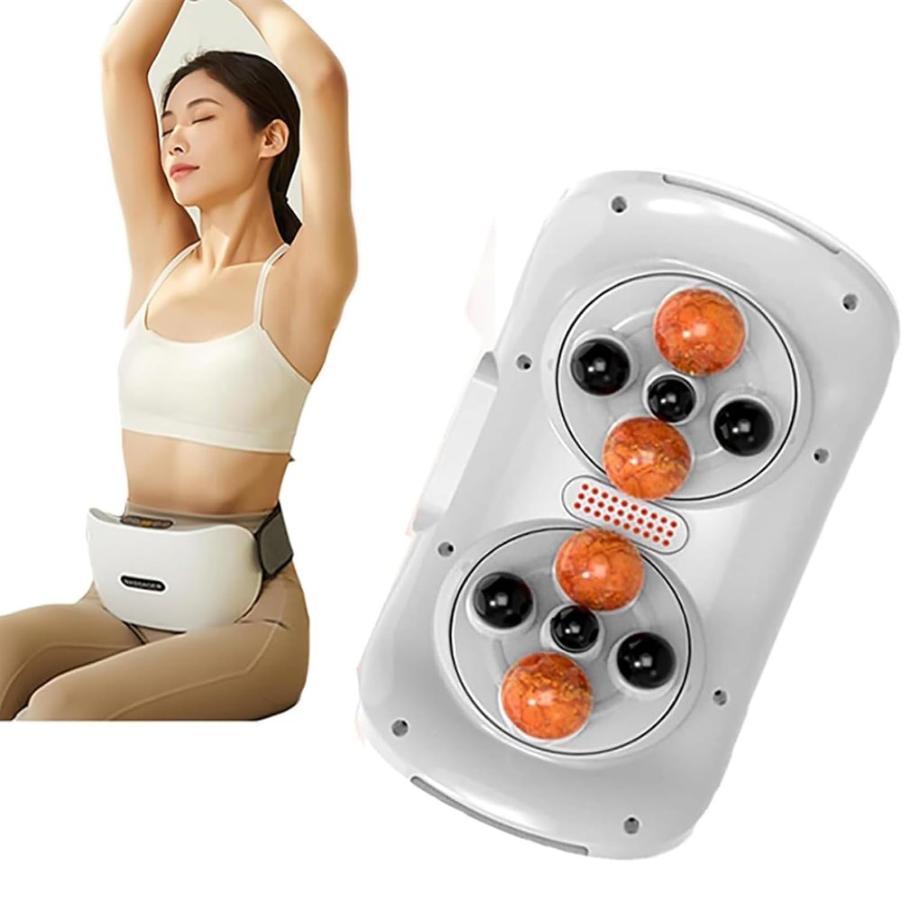 Electric Abdominal Massager, Bian Stone Tummy Kneading Instrument, Double Disc Large Area Massage, Forward/Reverse Massage, Red Light Wormwood Hot Compress, Dynamic Adjustment, Intelligent Timing
