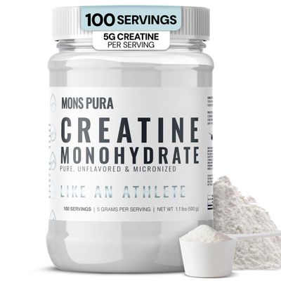 Mons Pura 100% Pure Micronized Creatine Monohydrate Powder (500g) - Unflavored Monohydrate Creatine for Men & Women to Support Muscle Growth, Strength & Recovery - 5g Per Serving (100 Servings)