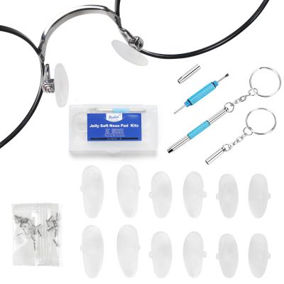 6 Pair Eyeglasses Silicone Nose Pads Jelly Soft,20 Pcs Screws with 3-in-1 Screwdriver Eyewear Repair DIY Kits