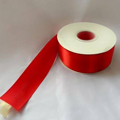 1.5" x 50 Yards Gift Square Single Face Polyester Satin Ribbon, Poppy Red Satin Ribbon for Crafts, Gift, Hair Bows, Wedding Party Decoration, Bow Making & Other Projects (Poppy Red)