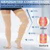 Ailaka Thigh High Medical Compression Stockings for Women Men, Open Toe Firm 20-30 mmHg Graduated Compression with Silicone Band for Varicose Veins, Edema, Post-Surgery view 2