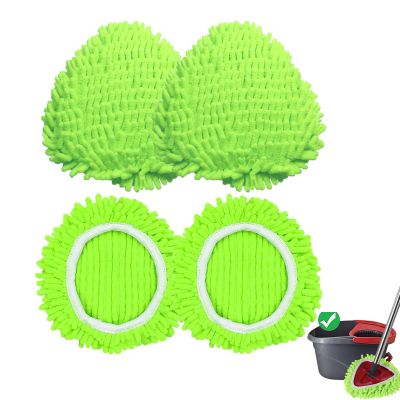 4 Pack Reusable Microfiber Mop Pads Compatible with O-Cedar EasyWring 1-Tank Spin Mop System,Elastic Mop Head Replacement for Deep Clean,Machine Washable Mop Refills